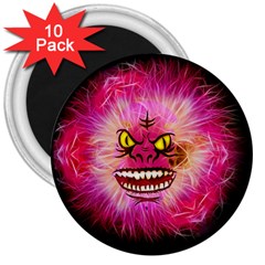 Monster Pink Eyes Aggressive Fangs 3  Magnets (10 Pack)  by HermanTelo