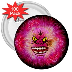 Monster Pink Eyes Aggressive Fangs 3  Buttons (100 Pack)  by HermanTelo