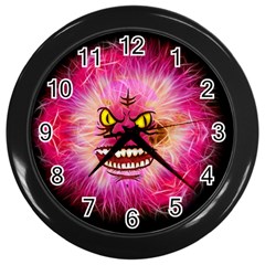 Monster Pink Eyes Aggressive Fangs Wall Clock (black) by HermanTelo