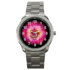 Monster Pink Eyes Aggressive Fangs Sport Metal Watch by HermanTelo