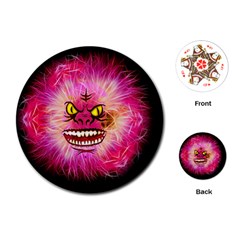 Monster Pink Eyes Aggressive Fangs Playing Cards (round) by HermanTelo