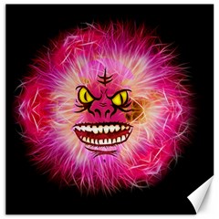 Monster Pink Eyes Aggressive Fangs Canvas 12  X 12 