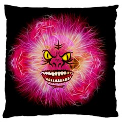 Monster Pink Eyes Aggressive Fangs Large Flano Cushion Case (two Sides) by HermanTelo