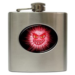 Monster Red Eyes Aggressive Fangs Hip Flask (6 Oz) by HermanTelo