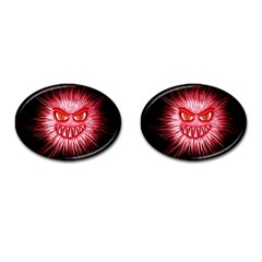 Monster Red Eyes Aggressive Fangs Cufflinks (oval)