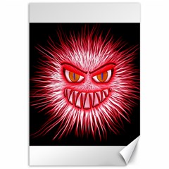 Monster Red Eyes Aggressive Fangs Canvas 12  X 18 