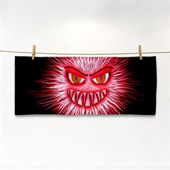 Monster Red Eyes Aggressive Fangs Hand Towel by HermanTelo