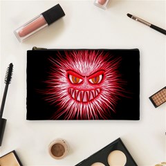 Monster Red Eyes Aggressive Fangs Cosmetic Bag (medium) by HermanTelo