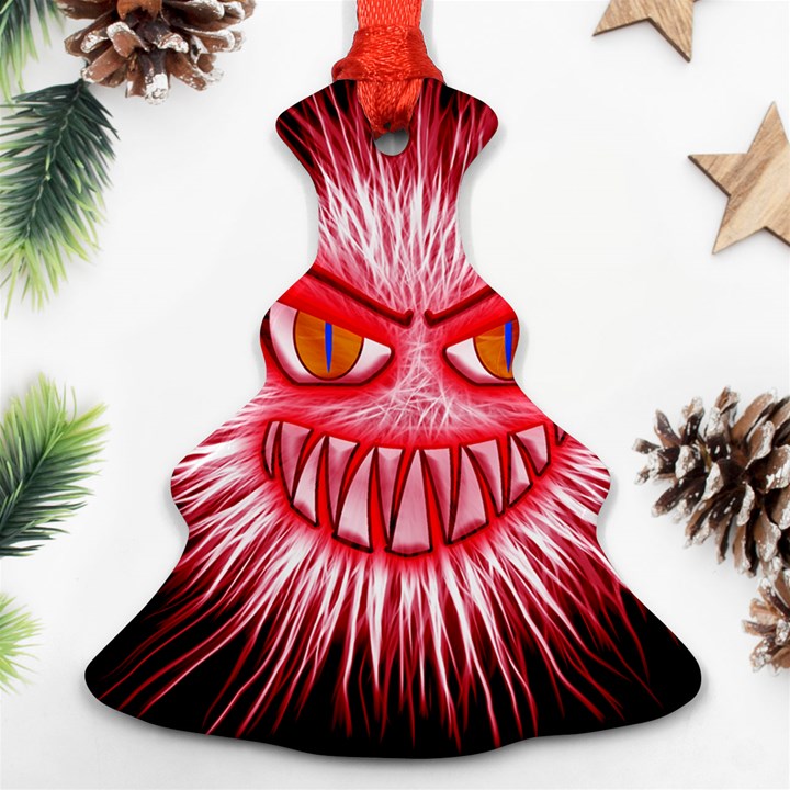 Monster Red Eyes Aggressive Fangs Christmas Tree Ornament (Two Sides)