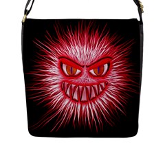 Monster Red Eyes Aggressive Fangs Flap Closure Messenger Bag (l)