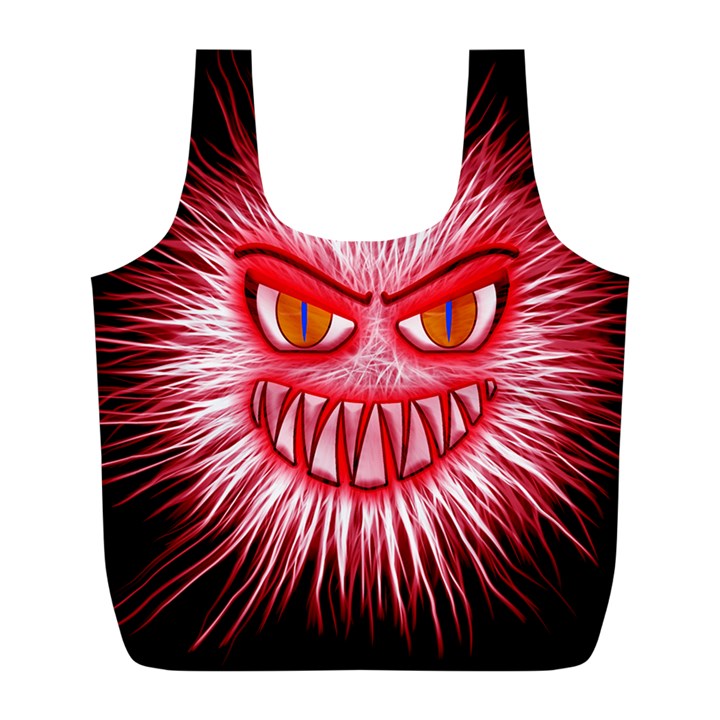 Monster Red Eyes Aggressive Fangs Full Print Recycle Bag (L)