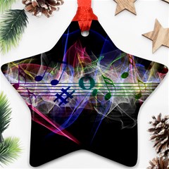 Particles Music Clef Wave Ornament (star) by HermanTelo