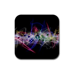 Particles Music Clef Wave Rubber Square Coaster (4 Pack)  by HermanTelo