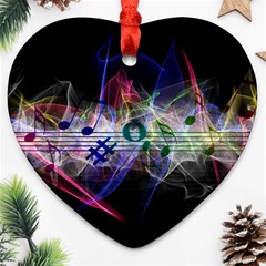 Particles Music Clef Wave Heart Ornament (two Sides)