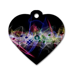 Particles Music Clef Wave Dog Tag Heart (one Side) by HermanTelo