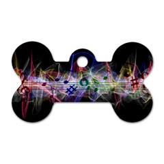 Particles Music Clef Wave Dog Tag Bone (two Sides) by HermanTelo