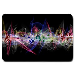 Particles Music Clef Wave Large Doormat  by HermanTelo