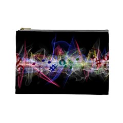 Particles Music Clef Wave Cosmetic Bag (large) by HermanTelo