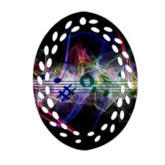 Particles Music Clef Wave Oval Filigree Ornament (two Sides) by HermanTelo