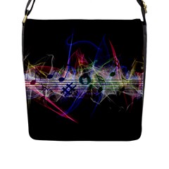 Particles Music Clef Wave Flap Closure Messenger Bag (l) by HermanTelo