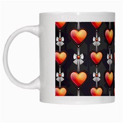 Love Heart Background Valentine White Mugs by HermanTelo