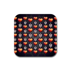 Love Heart Background Valentine Rubber Square Coaster (4 Pack)  by HermanTelo