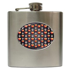 Love Heart Background Valentine Hip Flask (6 Oz)