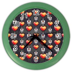 Love Heart Background Valentine Color Wall Clock