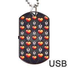 Love Heart Background Valentine Dog Tag Usb Flash (two Sides)