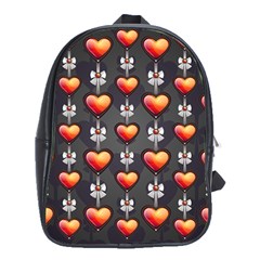 Love Heart Background Valentine School Bag (xl)