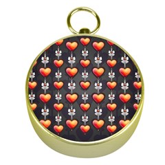 Love Heart Background Valentine Gold Compasses