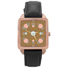 Planets Planet Around Rounds Rose Gold Leather Watch 