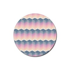 Seamless Pattern Background Block Pink Rubber Round Coaster (4 Pack)  by HermanTelo