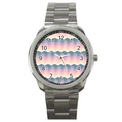 Seamless Pattern Background Block Pink Sport Metal Watch