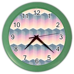 Seamless Pattern Background Block Pink Color Wall Clock by HermanTelo