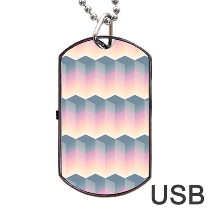 Seamless Pattern Background Block Pink Dog Tag USB Flash (Two Sides)