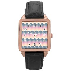 Seamless Pattern Background Block Pink Rose Gold Leather Watch 