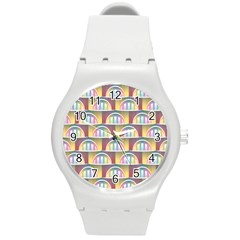 Seamless Pattern Background Abstract Round Plastic Sport Watch (m)