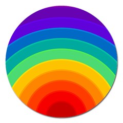 Rainbow Background Colorful Magnet 5  (round)