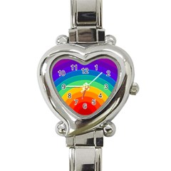 Rainbow Background Colorful Heart Italian Charm Watch