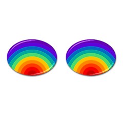 Rainbow Background Colorful Cufflinks (oval)