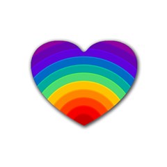 Rainbow Background Colorful Rubber Coaster (heart) 