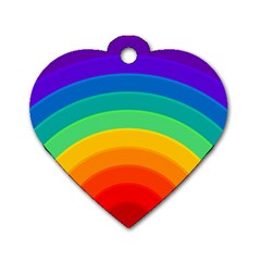 Rainbow Background Colorful Dog Tag Heart (one Side)