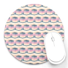 Seamless Pattern Background Cube Round Mousepads by HermanTelo