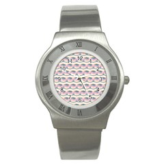 Seamless Pattern Background Cube Stainless Steel Watch