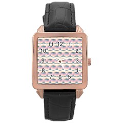 Seamless Pattern Background Cube Rose Gold Leather Watch 