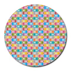 Seamless Pattern Background Abstract Rainbow Round Mousepads by HermanTelo