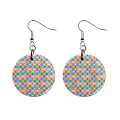 Seamless Pattern Background Abstract Rainbow Mini Button Earrings