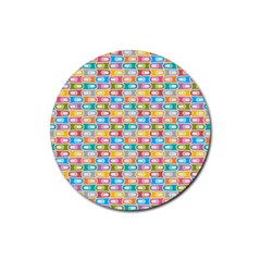 Seamless Pattern Background Abstract Rainbow Rubber Round Coaster (4 Pack)  by HermanTelo