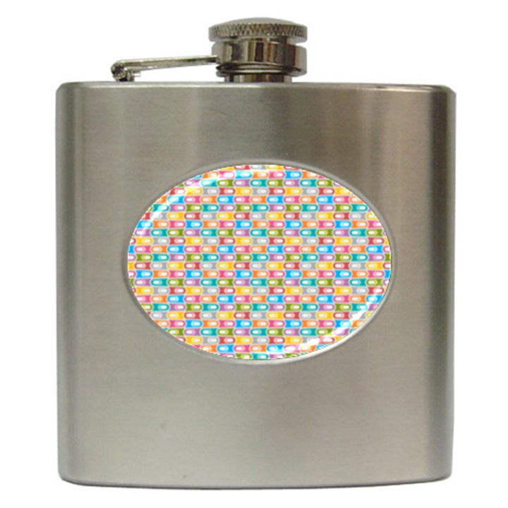 Seamless Pattern Background Abstract Rainbow Hip Flask (6 oz)